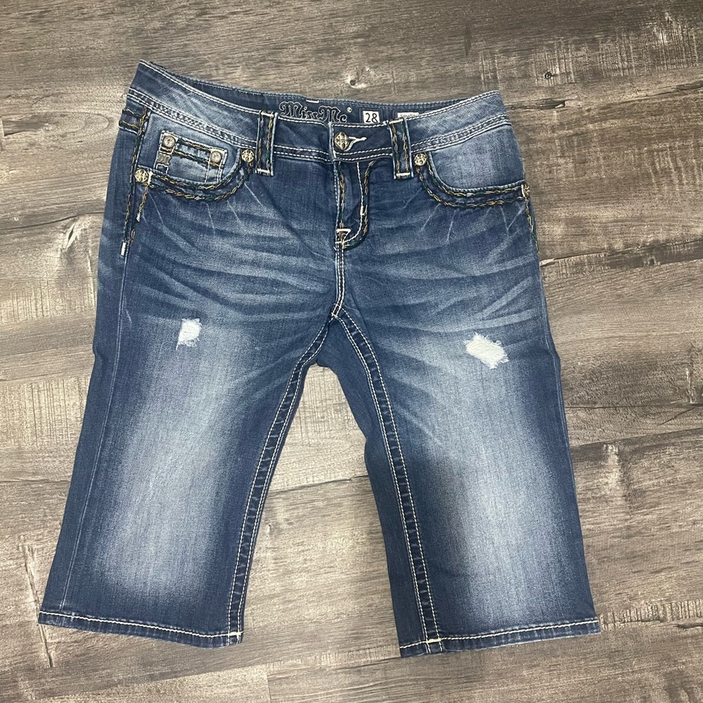 Miss Me Women's Blue Denim Bermuda Shorts